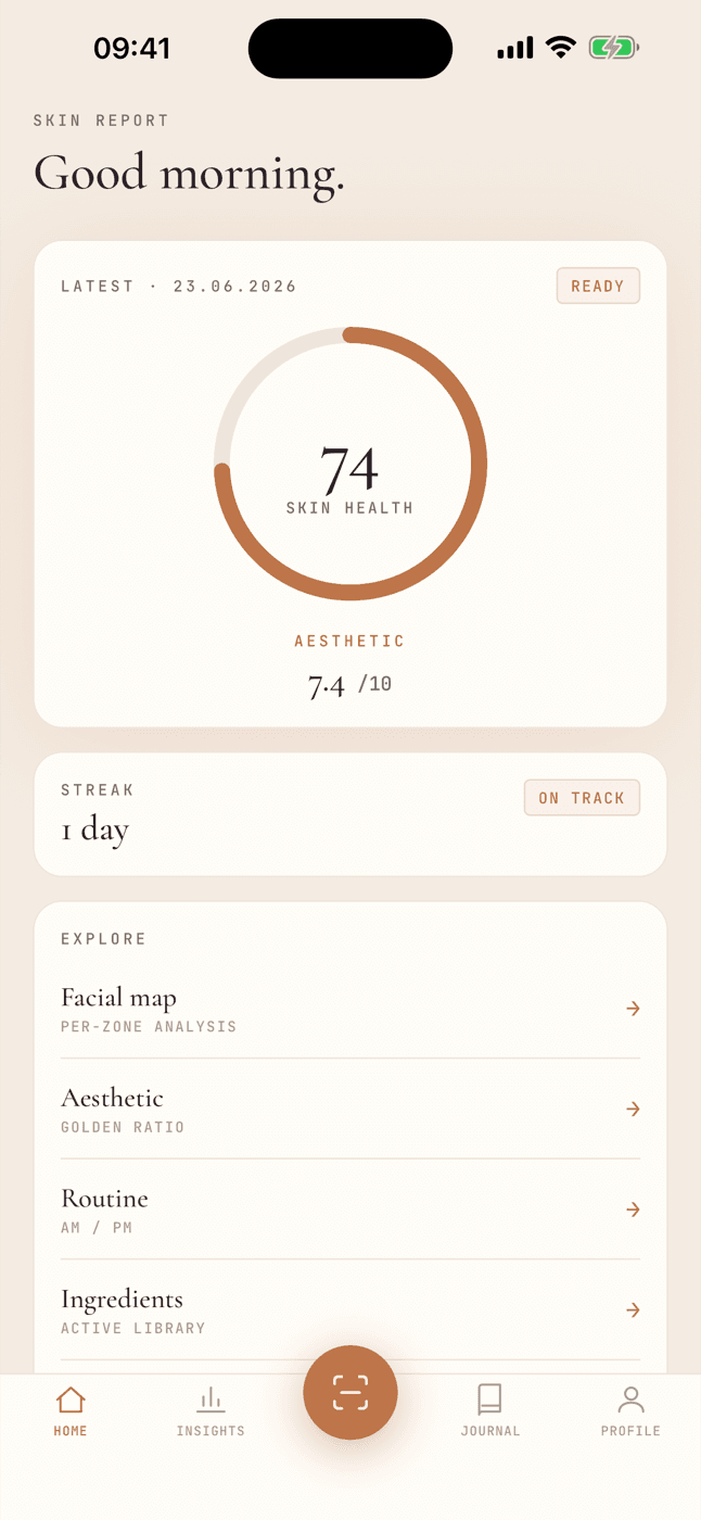 SkinwellAI home screen