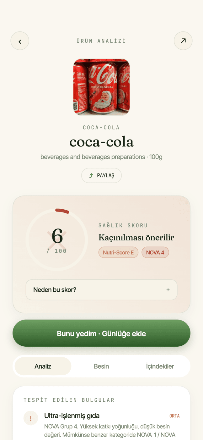 WeReadLabels product analysis screen